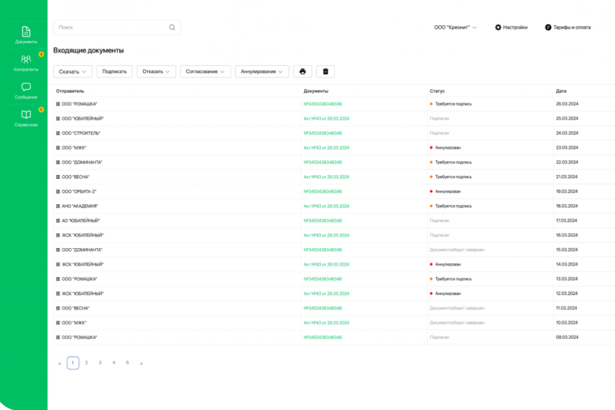 Сервис для составления смет и отправки счетов
